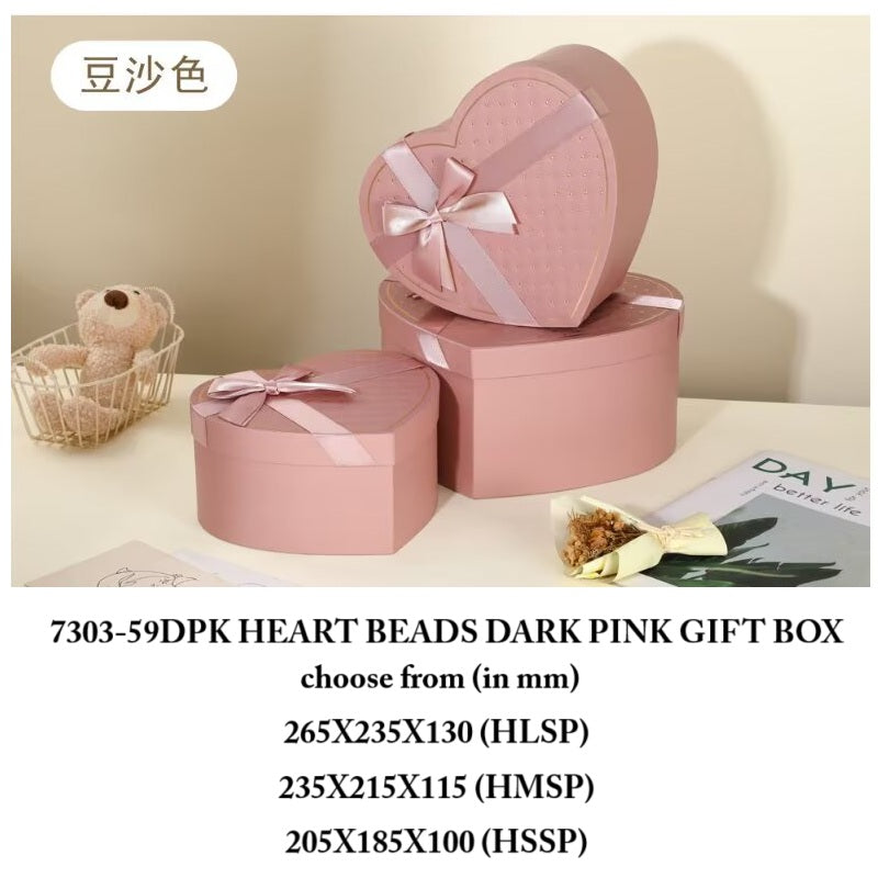 Heart Beads Dark Pink Gift Box (1 Piece Only)