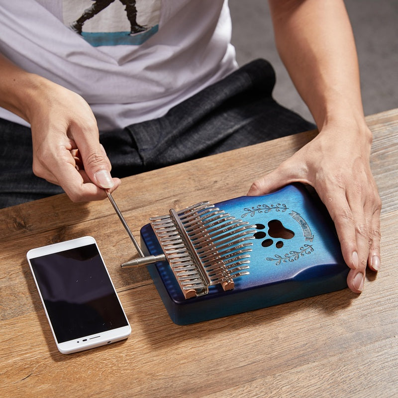 Cega Authentic 17 Keys Kalimba African Mahogany Wood Thumb Piano - PAW BLUE