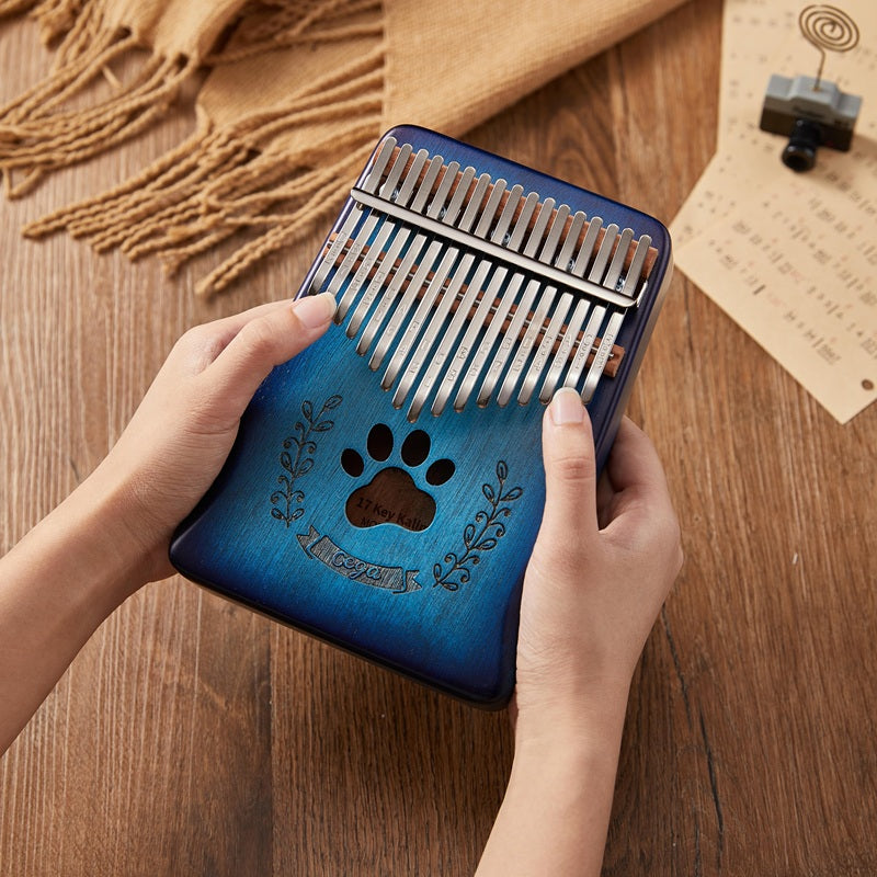 Cega Authentic 17 Keys Kalimba African Mahogany Wood Thumb Piano - PAW BLUE