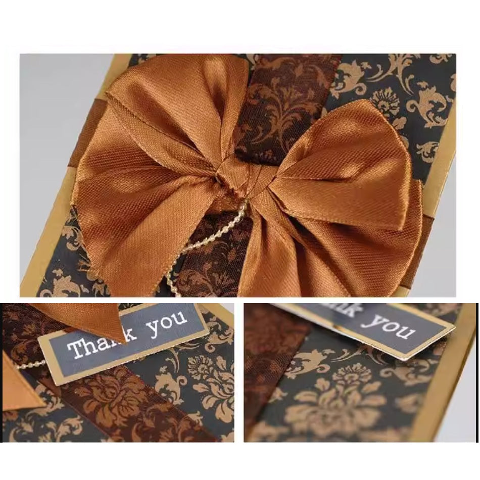 GC Thank You Damask Ribbon 10x20cm All Occasion Greeting Card