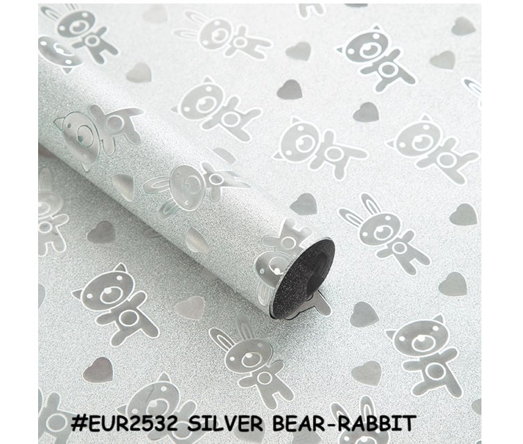 Gold Print Gift Wrapper EUR2532 Silver Bear-Rabbit
