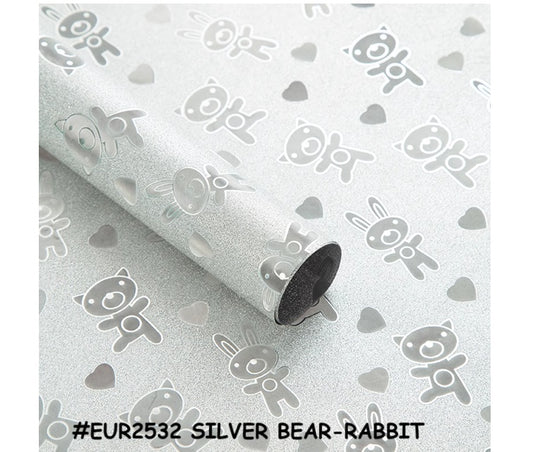 Gold Print Gift Wrapper EUR2532 Silver Bear-Rabbit