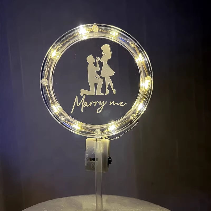 LED Light Up Marry Me Cake Topper 11cm