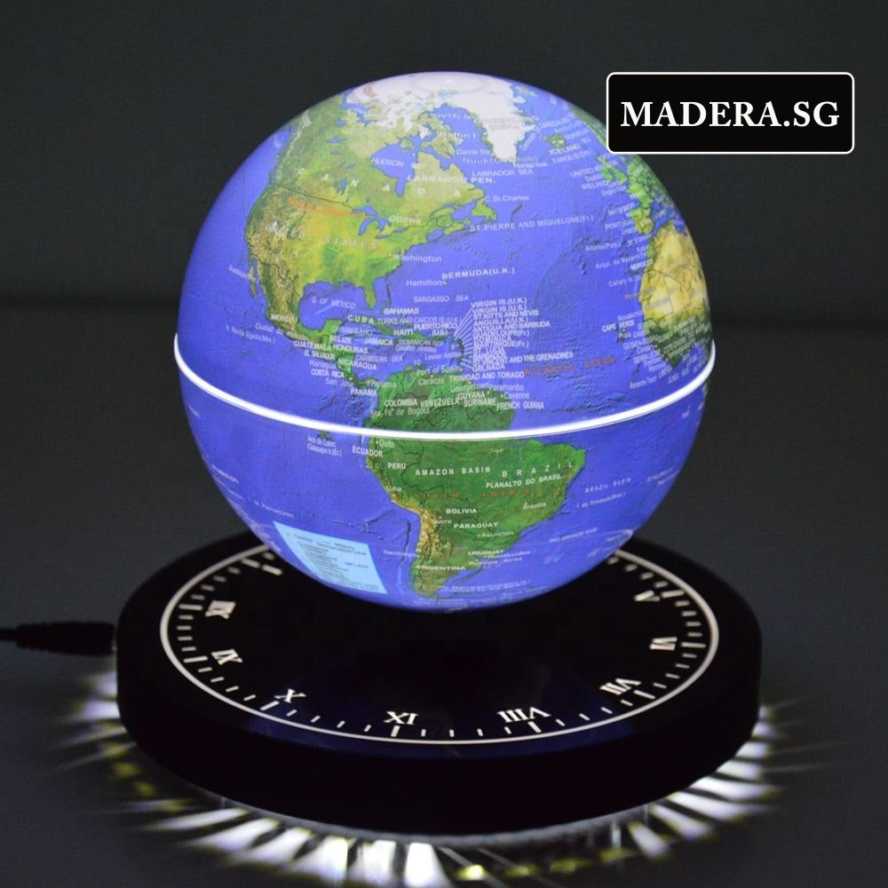 NV Magnetic Levitating World Globe (Roman Clock Design Base) 20cm