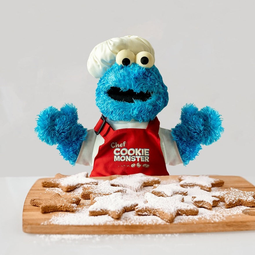 Plush Chef Cookie Monster 38cm Zippers and Buttons
