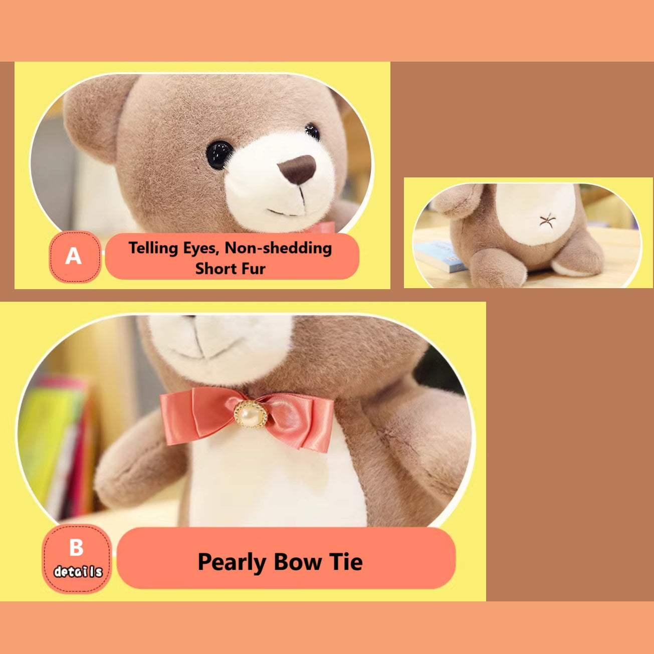 Plush Bear 2105 W/ Bow Tie and Belly 22cm