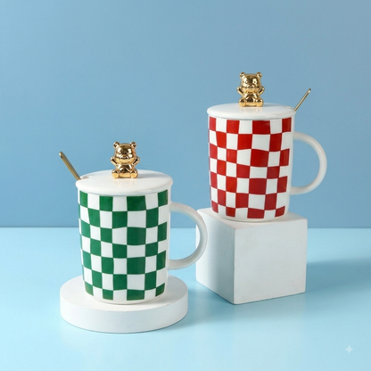 Mug YX-535 Checkered - Gold Bear
