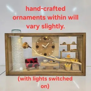 6x12" Handcrafted Clock w/ Glass Vase (*ornaments within will vary slightly)