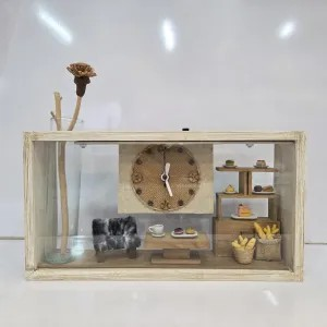 6x12" Handcrafted Clock w/ Glass Vase (*ornaments within will vary slightly)