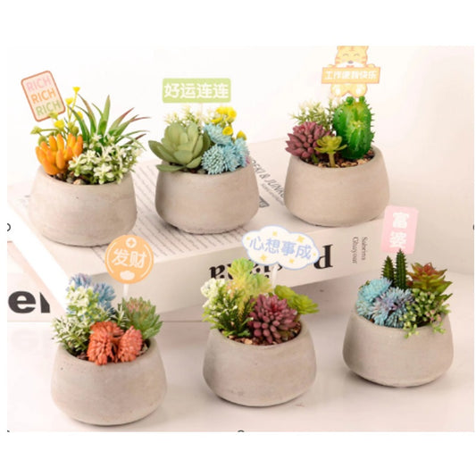 Artificial Cactus in Mud Stone Pot