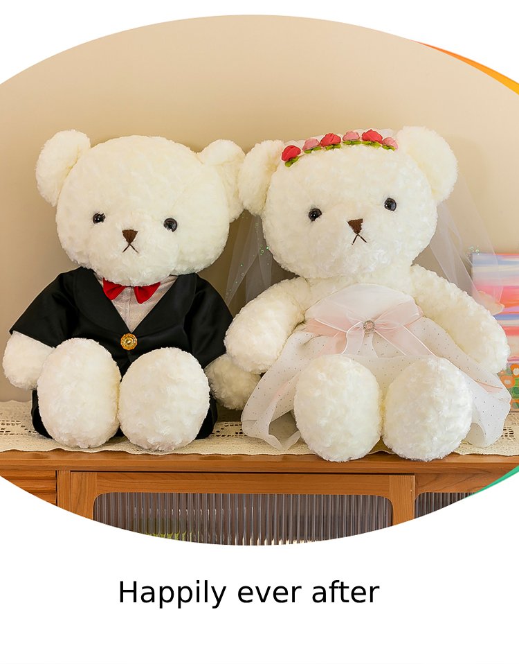 Bridal Wed Bear 45cm White (1 Pair) Madera de Mango