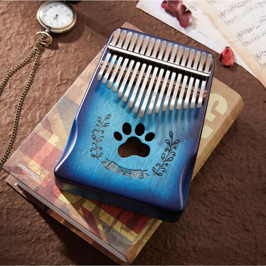 Cega Authentic 17 Keys Kalimba African Mahogany Wood Thumb Piano - PAW BLUE