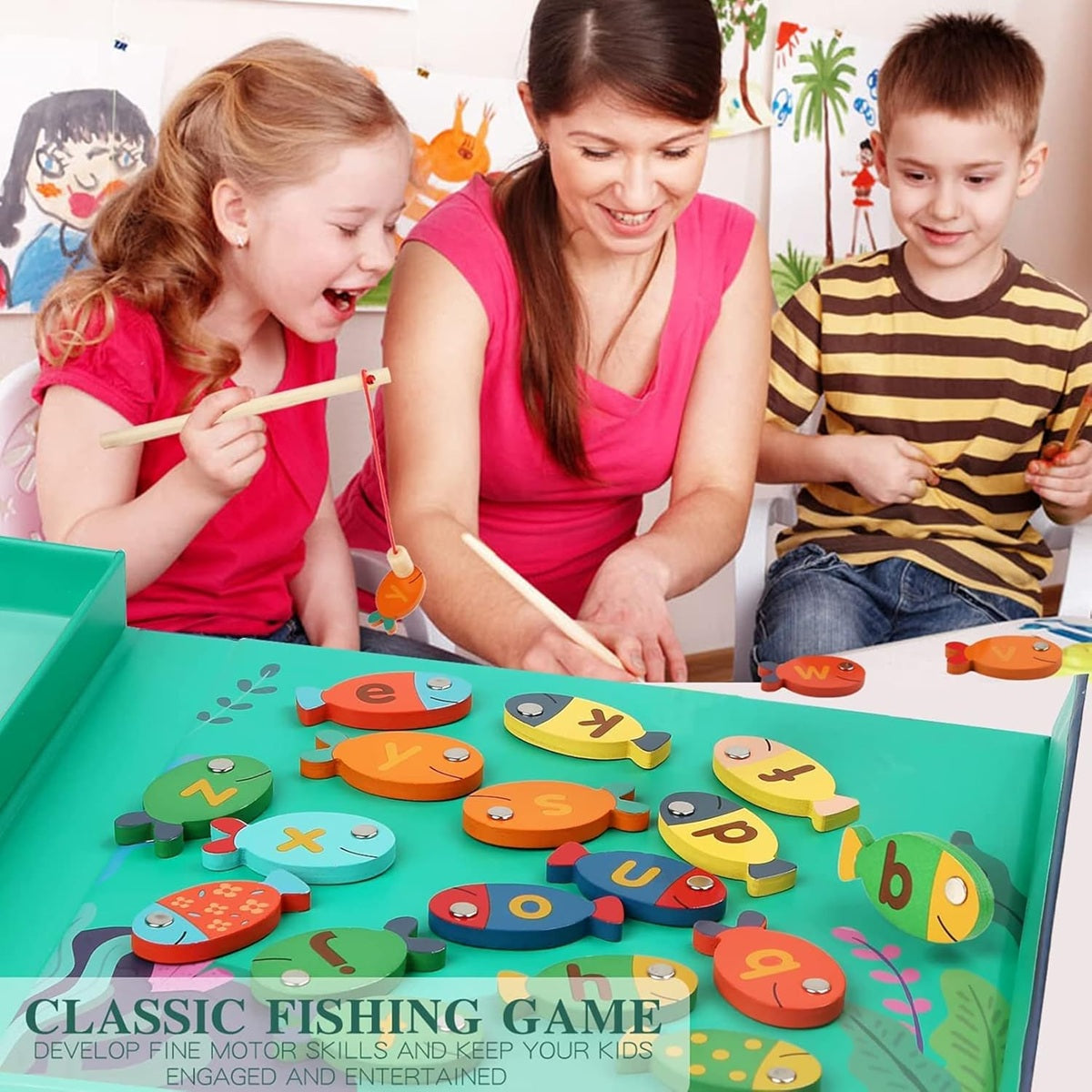 NV Children's Wooden Magnetic Fishing Word Game