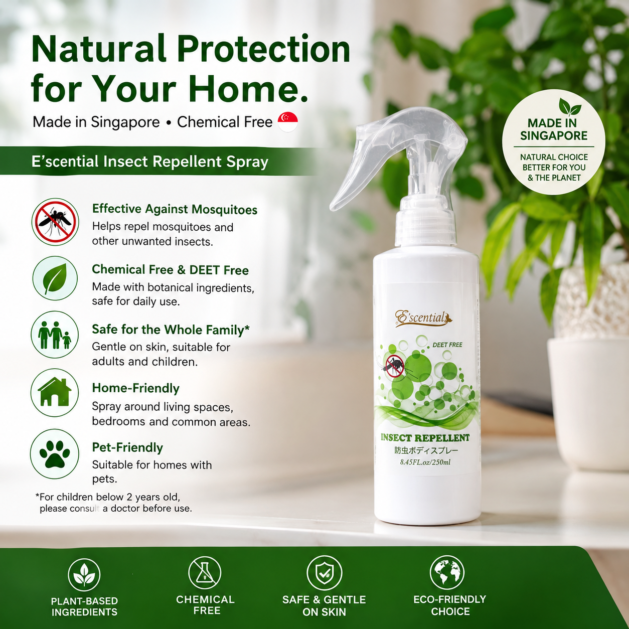 E’scential DEET-Free Insect Repellent 250ml (#W/lock safety see photos for instruction)