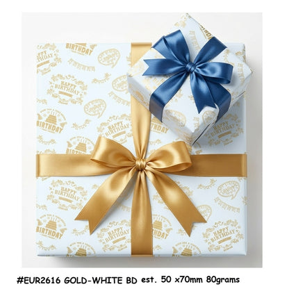 European Gift Wrapper EUR2616 Birthday Gold-White