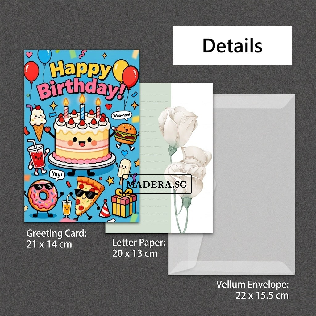 GC-HLL Blue Food 14x21CM Birthday Greeting Card