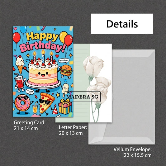 GC-HLL Blue Food 14x21CM Birthday Greeting Card