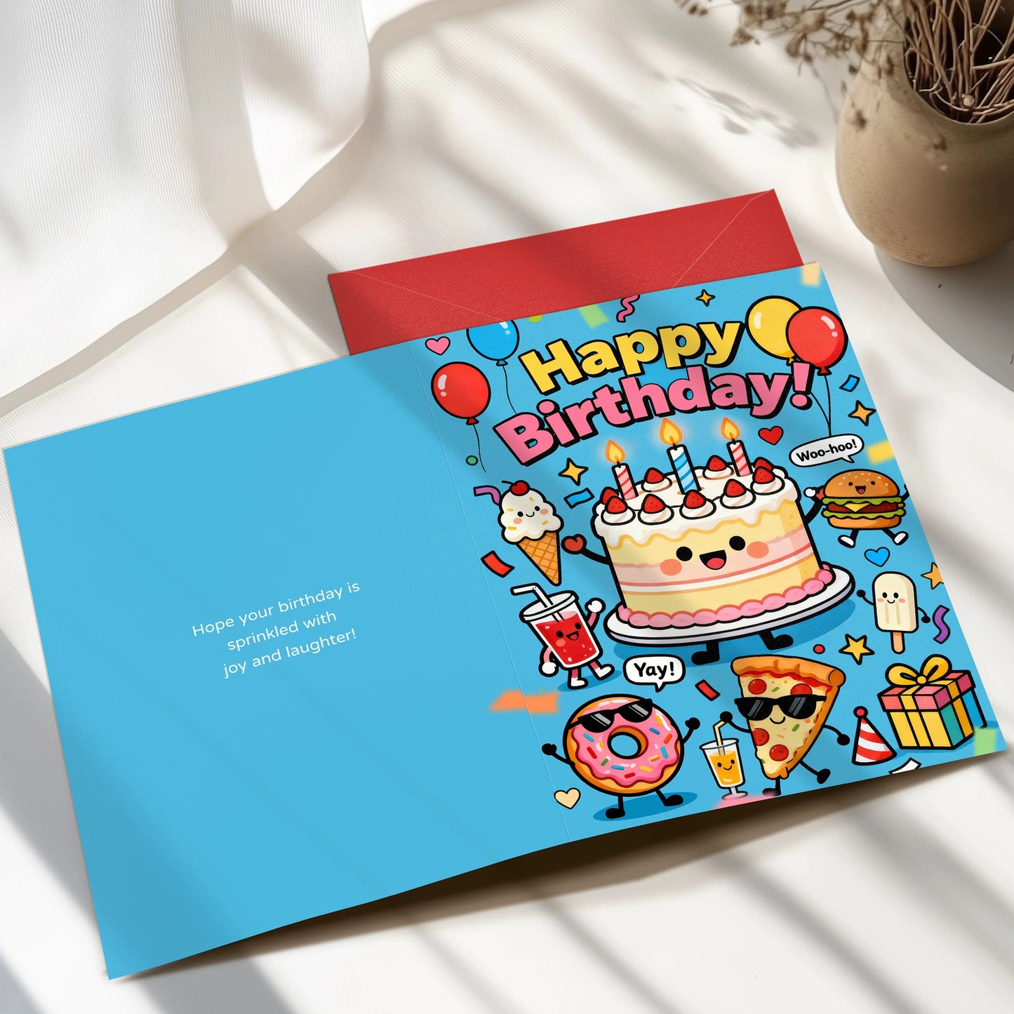 GC-HLL Blue Food 14x21CM Birthday Greeting Card