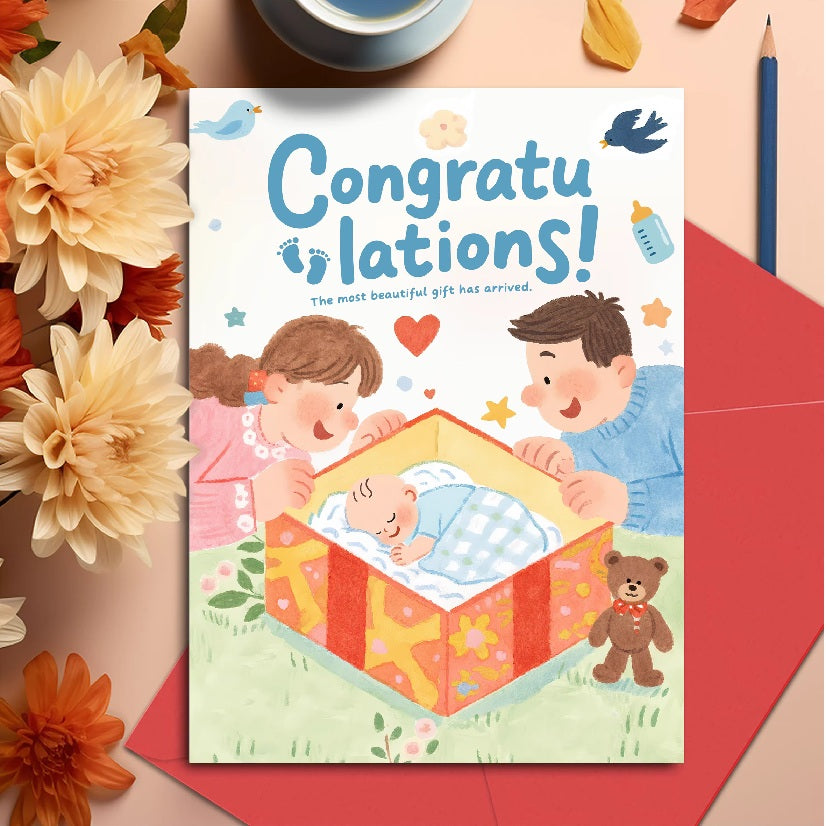 GC-HLL New Born Congratulations Parents Greeting Card