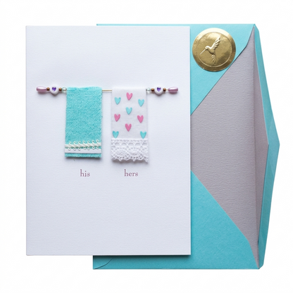 GC-Pap Him & Her Towels Wedding Congratulations Greeting Card