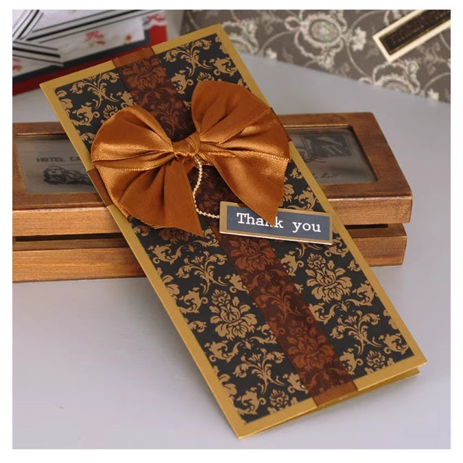GC Thank You Damask Ribbon 10x20cm All Occasion Greeting Card