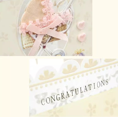 GC New Born Baby Yellow Pram 14x21cm Greeting Card