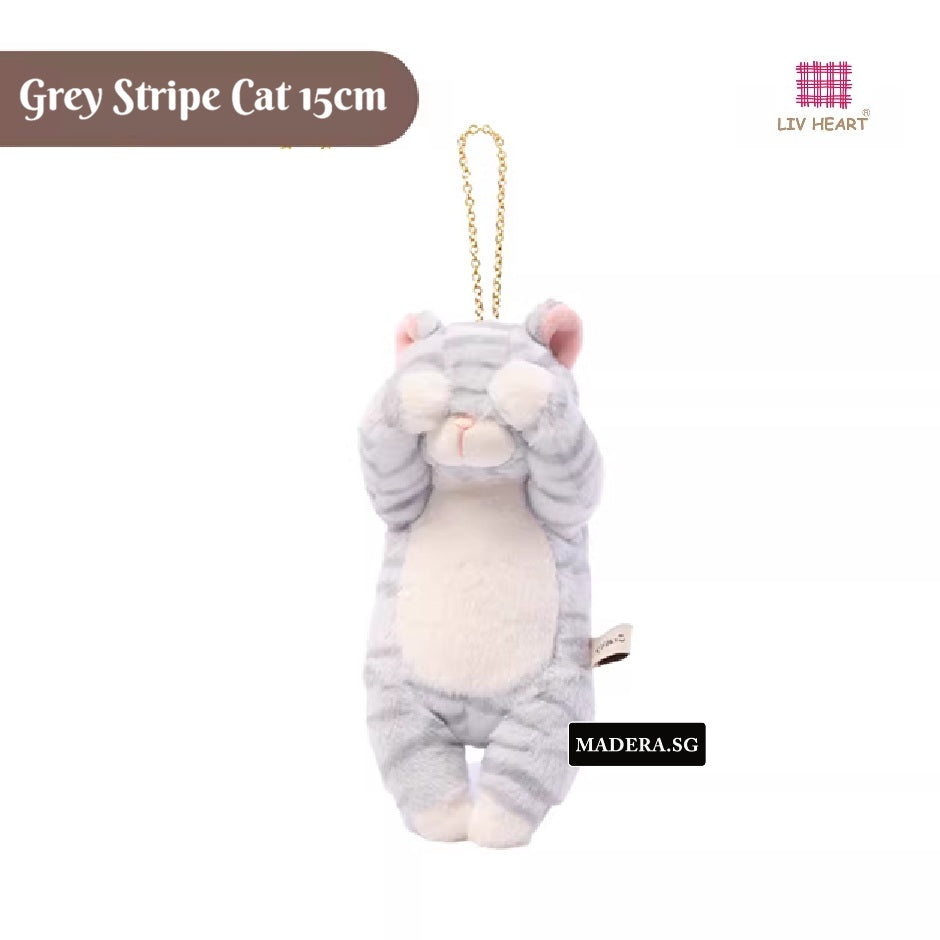 Keychain Pendant Liv Heart Sorry Grey Stripe Cat 15cm
