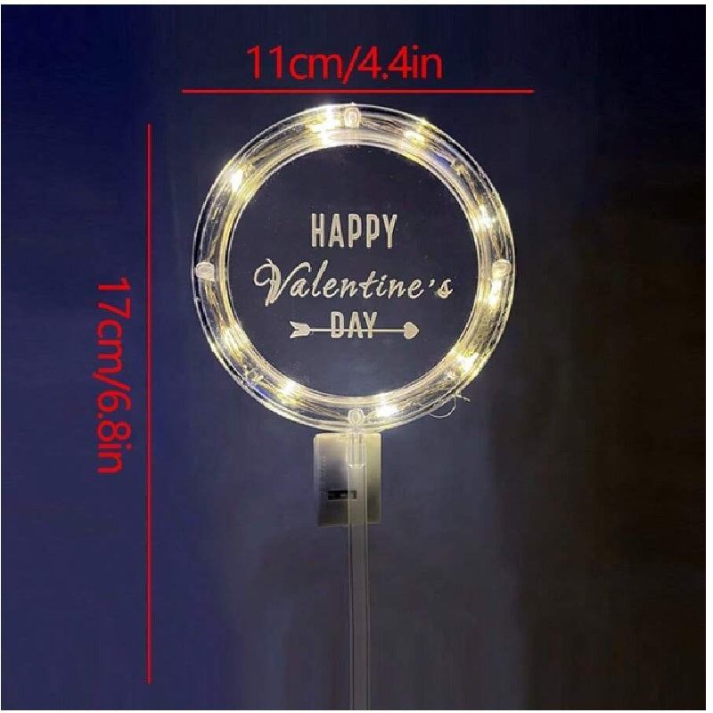 LED Light Up Happy Valentine Cake Topper 11cm