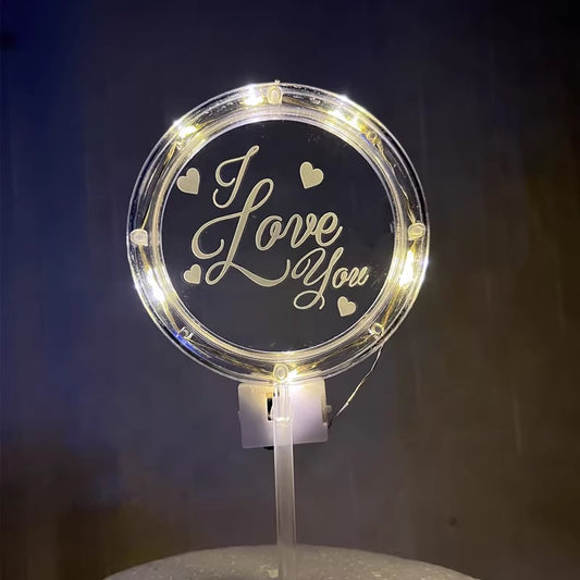 LED Light Up I Love You Cake Topper 11cm