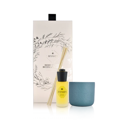 Hysses Gift Set Of 2 Home Scent & Beeswax Candle Lemongrass, 60ml/100g