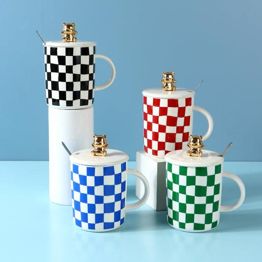 Mug YX-535 Checkered - Gold Bear (1 PIECE)