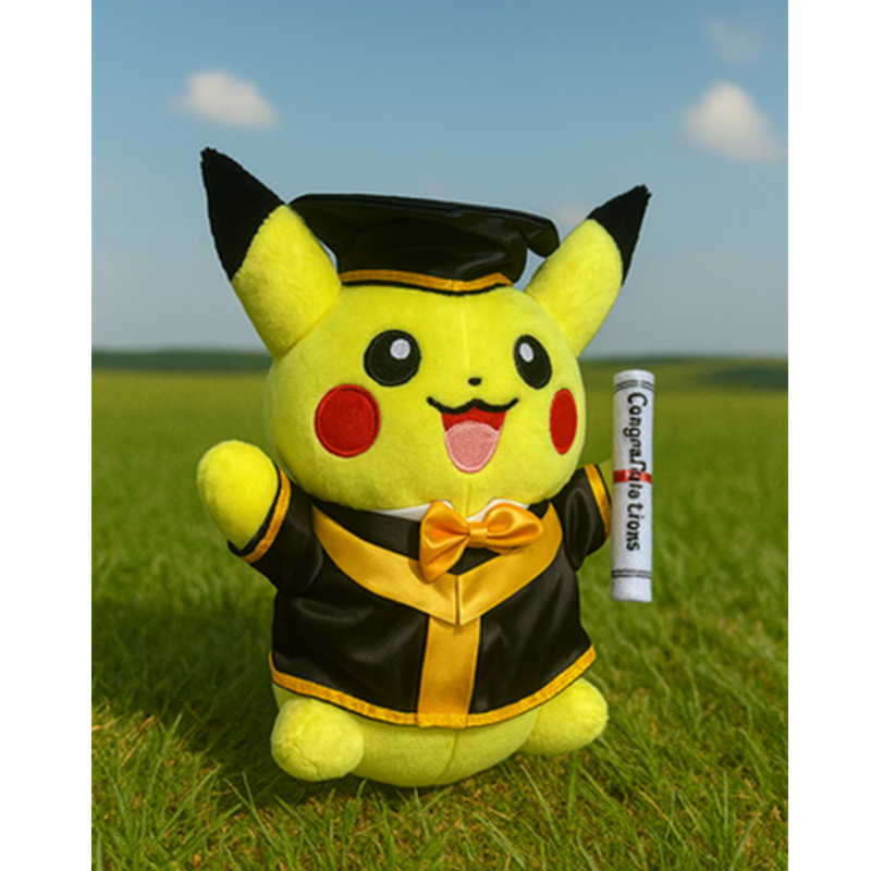 Plush Graduation Pikachu Gold 20cm