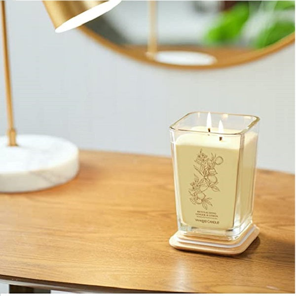 Well Living Large Square Candle - Revitalizing Ginger & Lemon