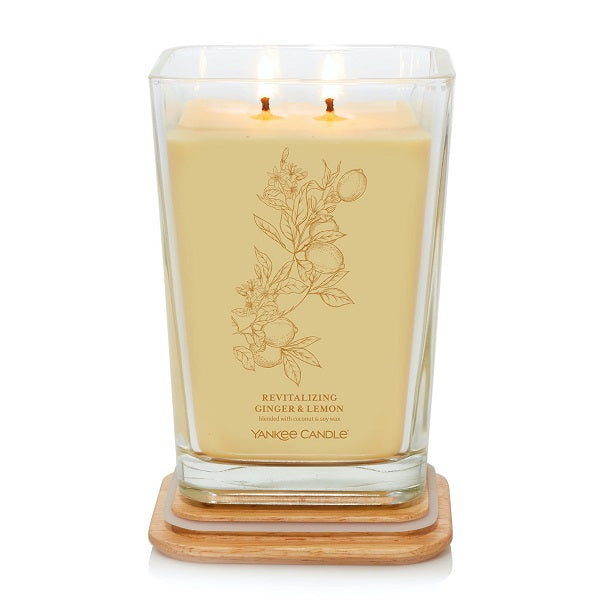 Well Living Large Square Candle - Revitalizing Ginger & Lemon