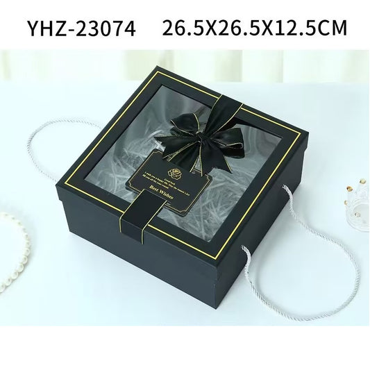 YH723074-BLK "Good Luck" Square Black Open Gift Box