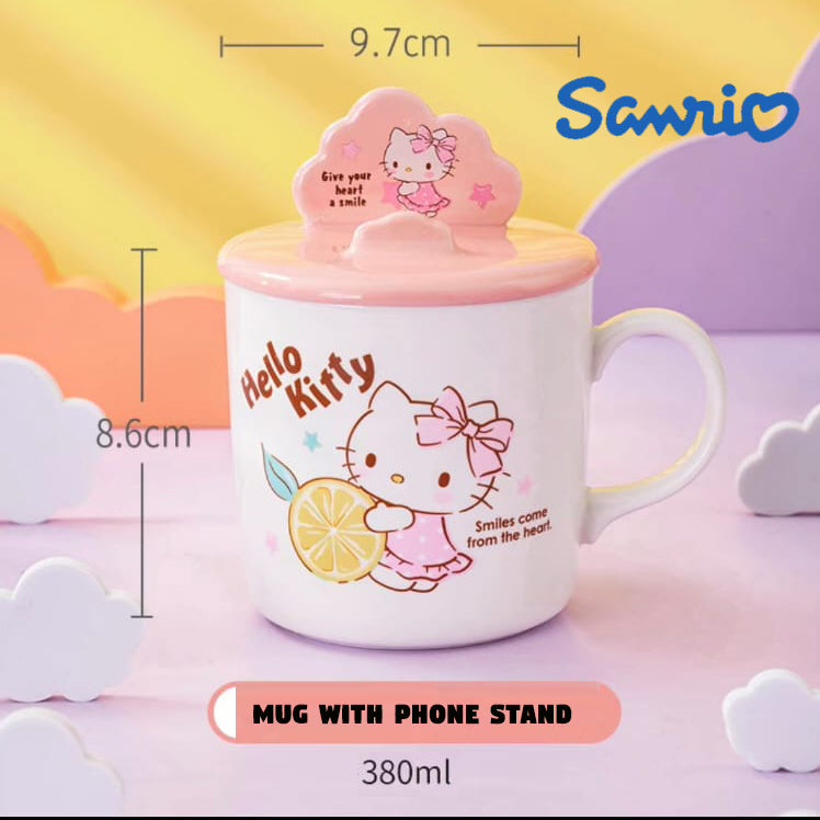 Sanrio MUG with mobile phone stand lid A3370