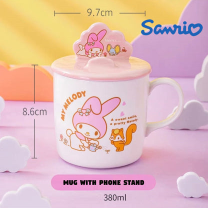 Sanrio MUG with mobile phone stand lid A3370