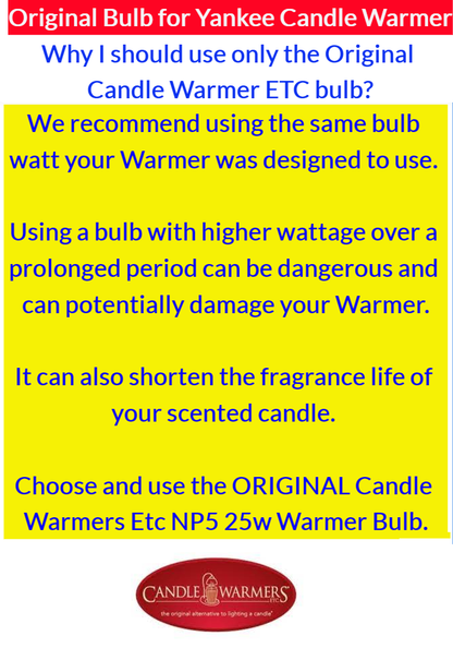 Original Candle Warmers NP5 Warmlight Bulb (made for Yankee Candle USA and UK) 25W GU10