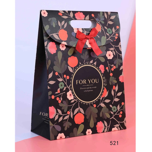 Paper Gift Bag XL Floral Black