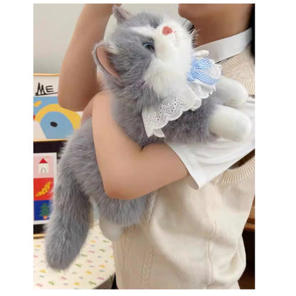 Plush Huggable Cat with Sound 40cm Grey