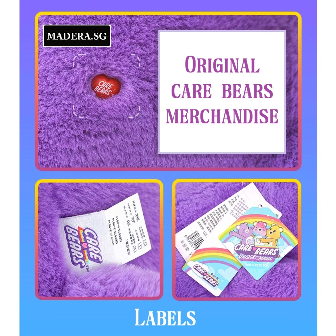 Plush Authentic Care Bear Love A Lot in Bunny Hood 36cm