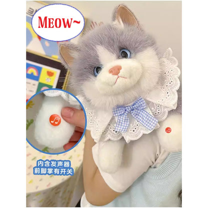 Plush Huggable Cat with Sound 40cm Milk Coffee