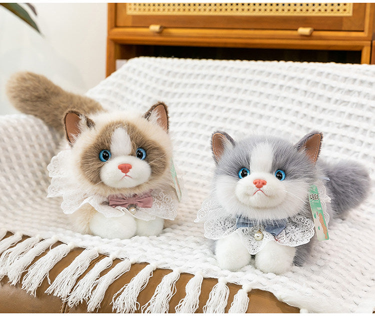 Plush Huggable Cat with Sound 40cm Milk Coffee