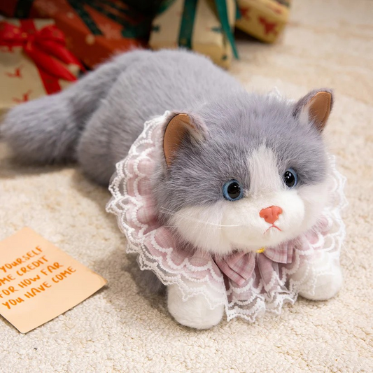 Plush Huggable Cat with Sound 40cm Grey