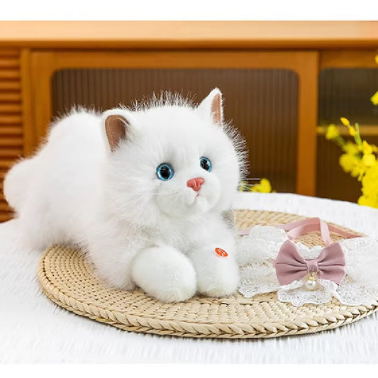 Plush Huggable Cat with Sound 40cm White