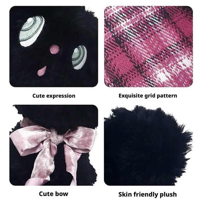 Plush 'I'm Listening To U' Gothic Cat 35cm