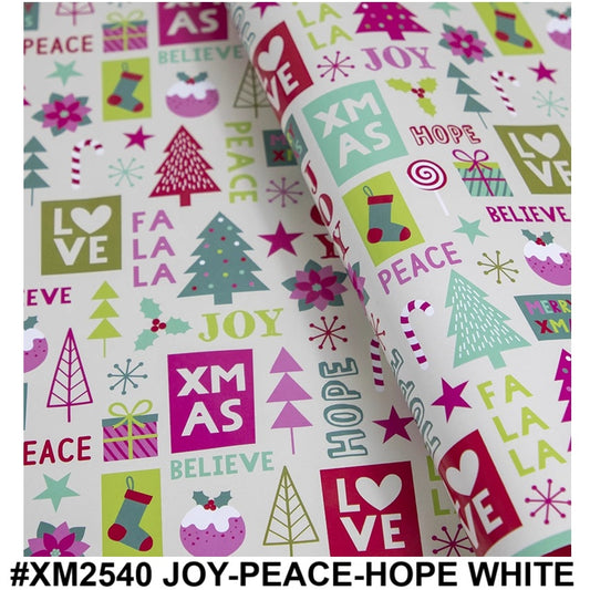 Regular Christmas Gift Wrapper XM2540 (Joy-Peace-Hope White)