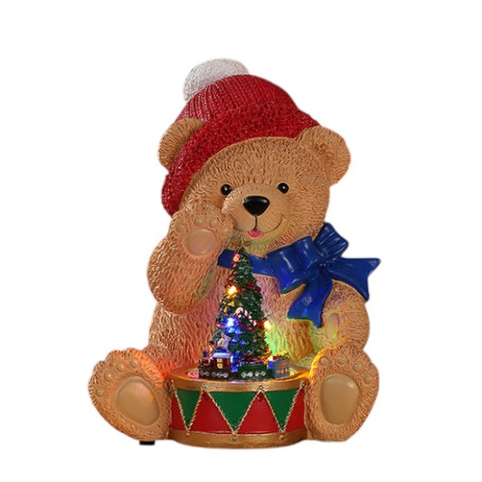 W359B Teddy's Christmas Tree with Train Ornament