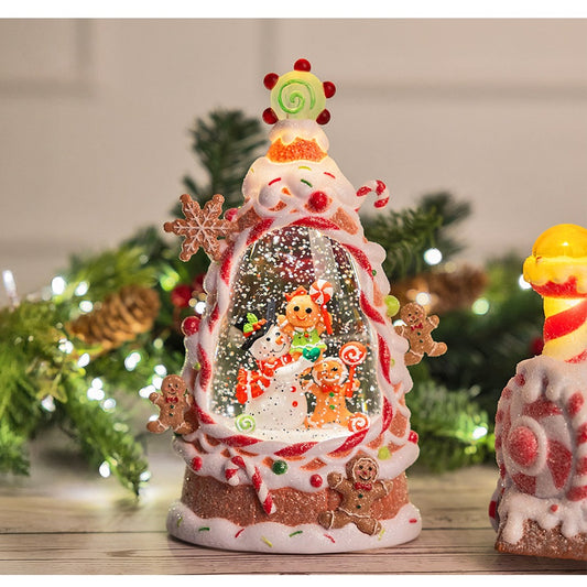 WDL-25014B Gingerbread Christmas Snowing Music Lamp Ornament