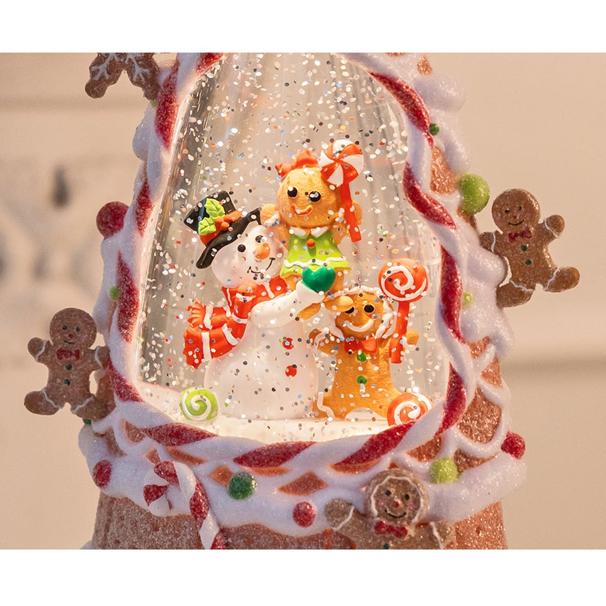 WDL-25014B Gingerbread Christmas Snowing Music Lamp Ornament